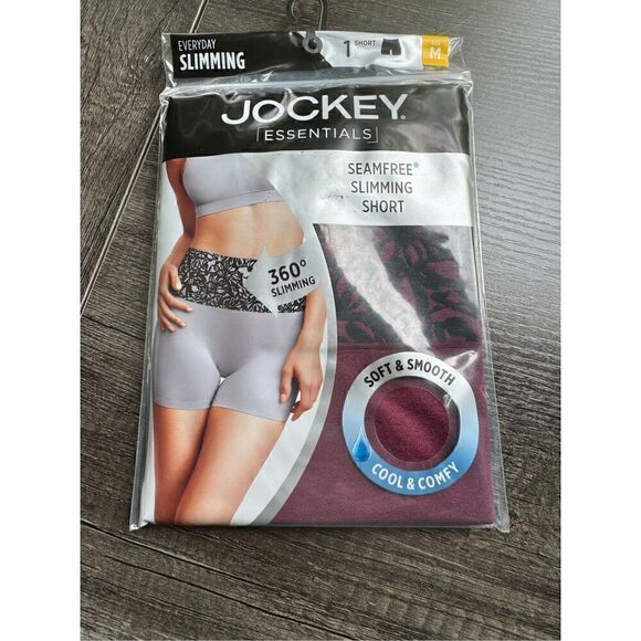 JOCKEY ESSENTIALS NWT women’s maroon and nude  seam free slimming shorts and hig - Picture 5 of 10